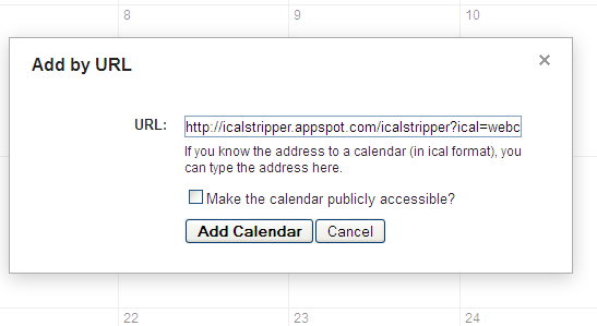 Adding Facebook events link to Google Calendar