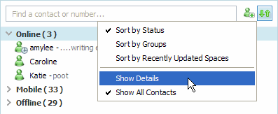 Messenger showing a context menu with Show Details option highlighted.