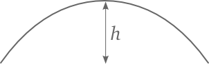 Inverted catenary with height to the vertex labelled h